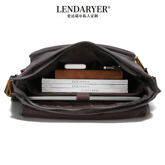 Lendaryer Single Shoulder Bag Men's New Canvas Crossbody Bag Retro Style Business Travel Horizontal Photography Bag