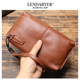 Lendaryer Clutch Bag for Men, Light Luxury Genuine Leather Zipper Long Casual Mobile Phone Bag, Business Travel and Commuting Wallet