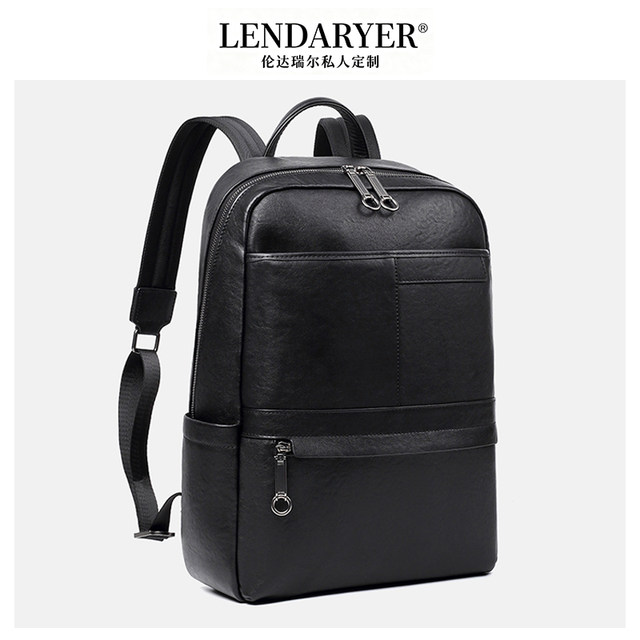 Lendaryer Business Backpack for Men, High-End Genuine Leather, Fashionable and Trendy, High-End Feel, Portable Large-Capacity Computer Bag