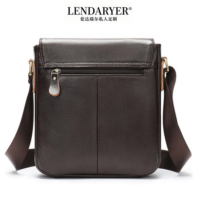 Lendaryer Shoulder Bag Men's Accessible Luxury Genuine Leather Business Travel Work Clothing Crossbody Bag Large Capacity Horizontal Handbag