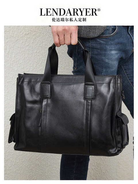 Lendaryer Satchel Briefcase for Men, Business Casual, First-Layer Cowhide, Large-Capacity Design, Business Trip Men's Bag