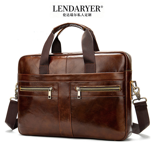 Lendaryer Briefcase Men's Business Travel Commuter Handbag First Layer Cowhide Casual Large Capacity Computer Bag