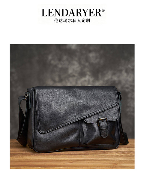 Lendaryer Single Shoulder Bag for Men, Unique Design, Large Capacity, Crossbody, Selected Cowhide, Casual Business Commuter Bag