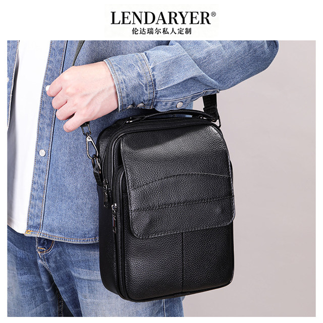 Lendaryer Shoulder Bag Men's New Style Accessible Luxury First-Layer Cowhide Multi-Functional Business Work Clothing Large-Capacity Crossbody Bag