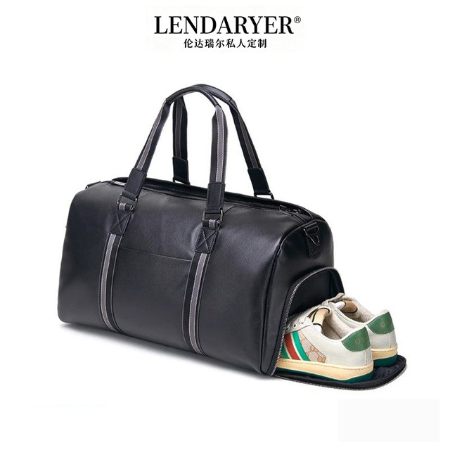 Lendaryer Travel Bag Men's Hand-Held First-Layer Cowhide Large-Capacity Lightweight Fitness Bag Short-Distance Business Trip Travel Bag