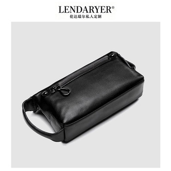 Lendaryer Men's Handbag Genuine Leather High-End Portable Mobile Phone Bag First Layer Cowhide Clutch Bag Men's High-End Small Bag