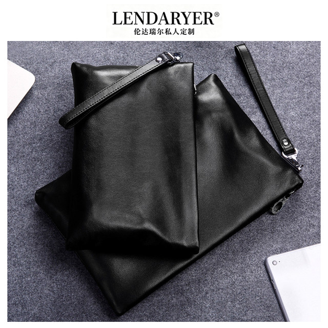 Lendaryer Men's New Style Genuine Leather Simple Casual Clutch Bag Large Capacity High-End Portable Clutch Bag