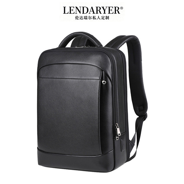 Lendaryer Business Backpack Men's New Classy Genuine Leather Business Trip Work Clothing Travel Multi-Functional Computer Backpack