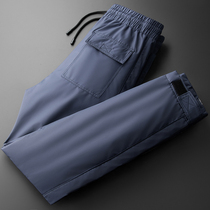Winter high-end white duck down thickened warm slim fit and unique Velcro trousers for outdoor leisure wear down pants for men