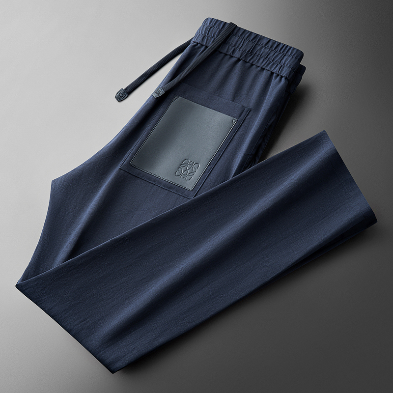 Summer High-End Breathable Relaxed Old Money Style Tencel Linen Pants Men's Straight-Leg Sports Sweatpants Casual Pants Men