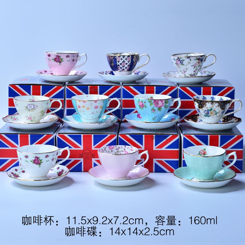European Royal Bone China Coffee Cup and Saucer, Century-Old Series, British Afternoon Tea Coffee Cup and Tea Cup Gift Box