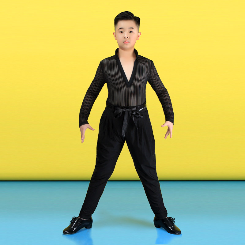 Children and boys professional Latin dance clothing suit 2022 new boys and boys practice short-sleeved competition clothing autumn and winter