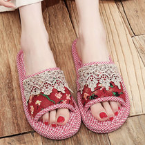 2021 Korean version of cloth art cloth bottom slippers wood floor muted indoor soft bottom comfortable spring and summer machine washable home all four seasons