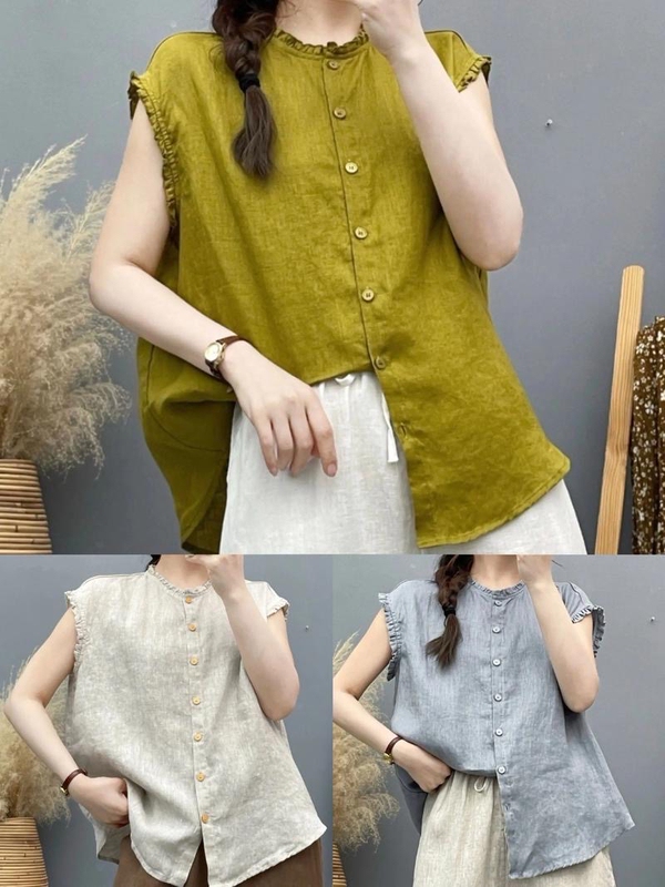 2026 Summer New Ramie Embroidered Vintage Casual Shirt Loose V-Neck Three-Quarter Sleeve Mid-Length Artistic Shirt 2026 Summer New Ramie Embroidered Vintage Casual Shirt Loose V-Neck Three-Quarter Sleeve Mid-Length Artistic Shirt