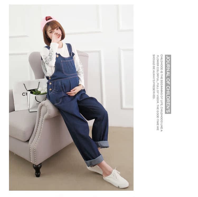 Bà bầu bib jeans jeans quần jumpsuit siêu lớn tăng phân bón mã thêm kích thước lớn 200 kg 230 kg 250 kg quần áo bầu đẹp