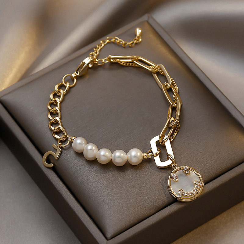 アクセサリー Baroque pearl & joint chain bracelet Statement Baroque Pearl Chain Bracelet – Artsory