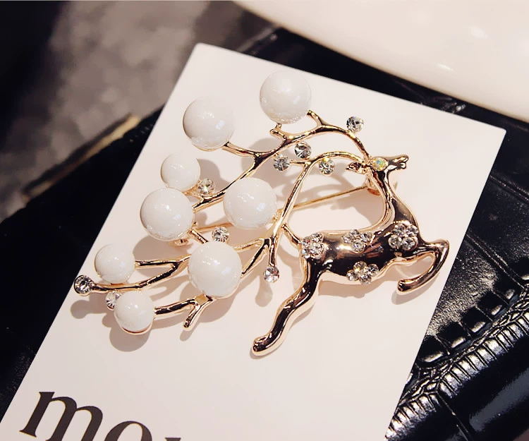 Pearl Deer Fashion Korea Trâm Nữ Pin Dễ thương Vintage Corsage Trâm Phụ kiện Khăn quàng cổ Áo choàng cổ trâm cài áo pnj