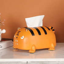 Creative tissue box living room light luxury high-end drawing paper box household paper box dining table cute tiger tissue box ornaments