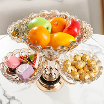 European-style light luxury high-grade crystal glass multi-layer fruit tray Nordic home living room coffee table snacks candy storage box