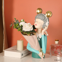Creative TV cabinet vase flower arrangement girl ornaments wedding gifts to send newcomers gift box living room decoration