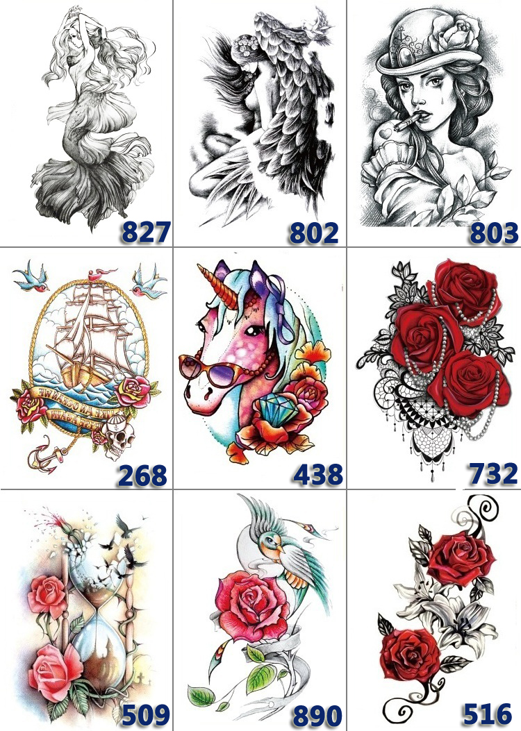 4 cánh tay đầy đủ + 4 nửa cánh tay hình xăm không thấm nước đính cánh tay người đàn ông và phụ nữ kéo dài 3D mô phỏng sexy shading tattoo body painting hình xăm dán mặt quỷ
