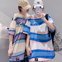  puma puma 2021 summer new white fashion casual sports trend striped couple loose all-match short-sleeved T