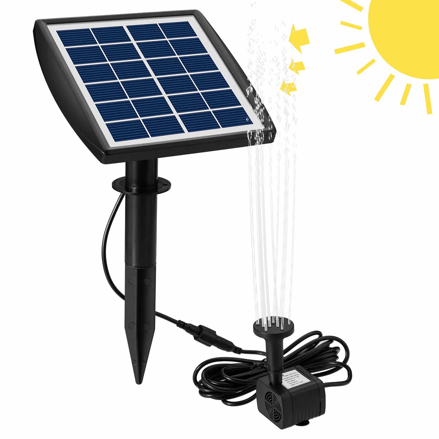 6V 2W 200L h Solar Fountain Pump Water Pump with Adjustable