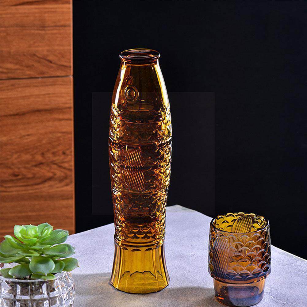 Gifts Glass Cup Embossed Special Fish Shape Bottles