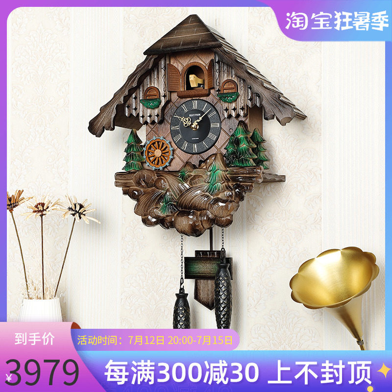 Japan's Livoco Goo's Clock Table Living Room Domestic mute Bugu Bird News When Tian Yuan creative imported solid wood hanging bell