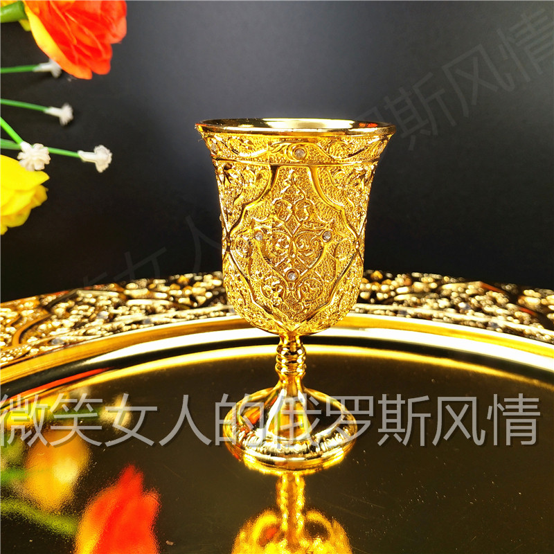 Russian R039-21 silver tin metal high-legged white wine glass full gold royal logo white diamond capacity 7 money 35 ml