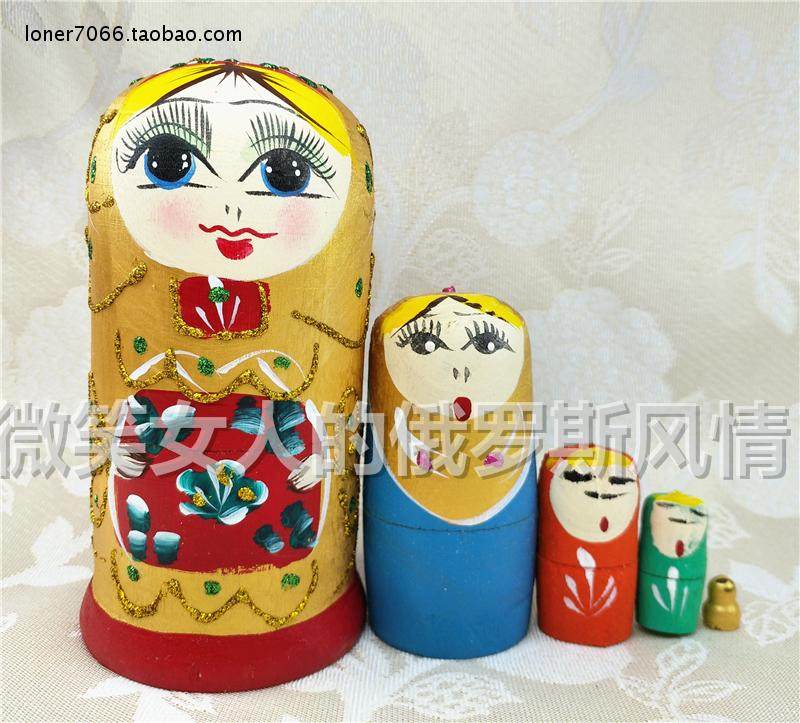 Z100 special price clearance Russia Beauty cover 5 layers of golden silk chametz dark red dark green flowers solid wood birch wood