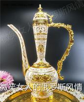 Special R7-0 Russian tin metal flagon extra-large beige gold rose capacity 1 Jin and a half 750 ml