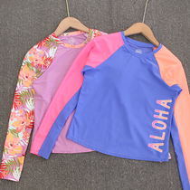 Small discount long sleeve girl split swimsuit children swimming top quick-dry sunscreen girl short swimsuit