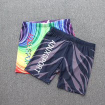 Small discount printed five-point swimming trunks mens conservative boxer swimming shorts quick-drying adult training swimsuit