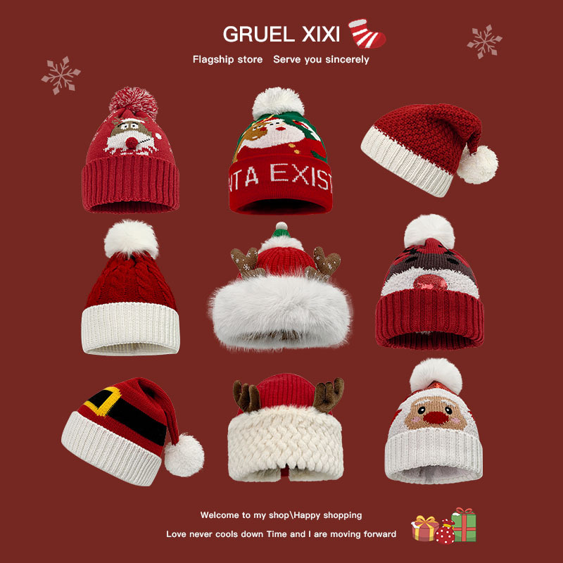 New Year's and Christmas Gift Hat, Cute Reindeer, Santa Claus, Little Red Riding Hood, Women's Autumn and Winter Atmospheric Hat Gift Box New Year's and Christmas Gift Hat, Cute Reindeer, Santa Claus, Little Red Riding Hood, Women's Autumn and Winter Atmospheric Hat Gift Box