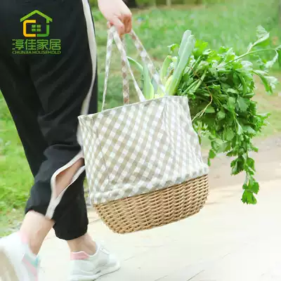 Rattan shopping basket picnic basket bamboo basket bamboo basket willow fabric basket fruit basket gift basket Chunjia brand vegetable basket