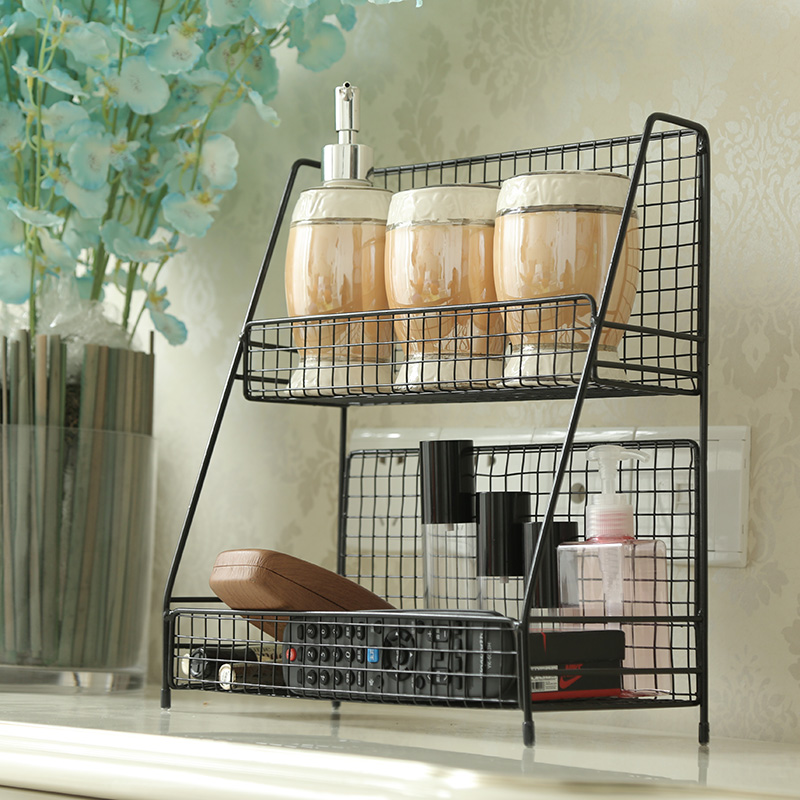 Iron Art Shelf Cosmetics Containing shelf box ins Kitchen Rack Desk Upper Double Dormitory Thever Tabletop Finishing