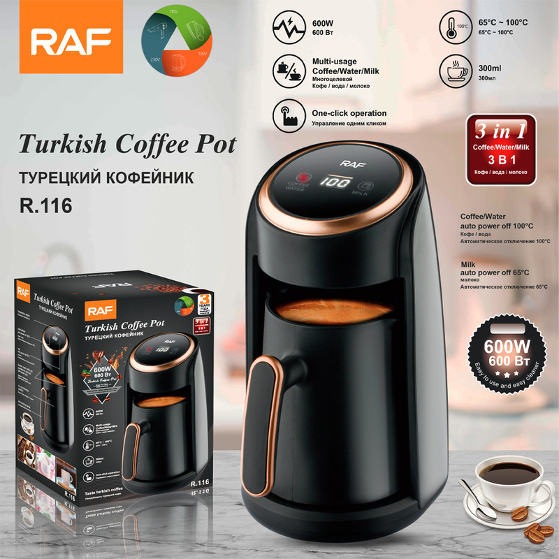 Raf European Standard Cross-Border Turkish Coffee Pot, High-Temperature Resistant Kettle for Making Coffee, Visible Tea Maker, Milk Warmer