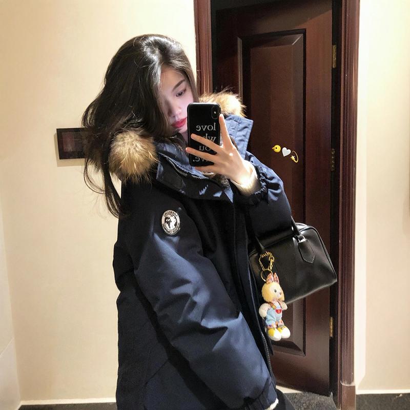 Workwear Parka down Cotton Jacket for Women 2026 Winter New Thickened American-Style High-End Couple's Large Fur Collar Cotton Coat