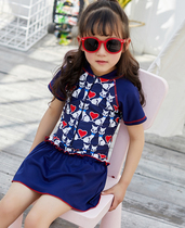 Junfei girls one-piece dress swimsuit red conservative Belly Belly short-sleeved childrens swimsuit girl holiday swimsuit