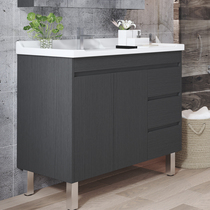 Black solid wood washbasin cabinet Household bathroom small apartment floor-to-ceiling washbasin Balcony washbasin combination