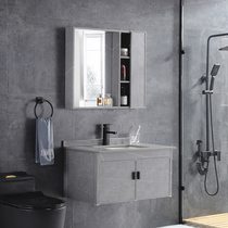 Space aluminum thick bathroom set bathroom cabinet combination toilet wash table European rock plate hand wash face Basin cabinet