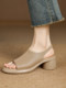 2025 New Women's Summer Outerwear French Style Back Hollow Thick Heels Single Shoes Covered Feet Thick Soled Roman Fish Mouth Sandals Women's Summer