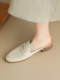 Women's Summer Slippers for Outdoor Wear 2025 New Style Genuine Leather Chunky Heel Mules Low Heel Lazy Leather Slippers Closed-Toe Half Slippers