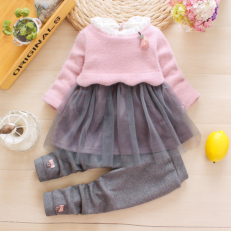 One-year-old female baby velvet skirt suit 2 autumn and winter clothes 2020 new baby thick clothes 3 princess winter clothes two-piece set