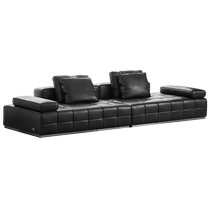2024 new style Stiroland Lawrence full leather sofa Italian minimalist black stainless steel bottom frame