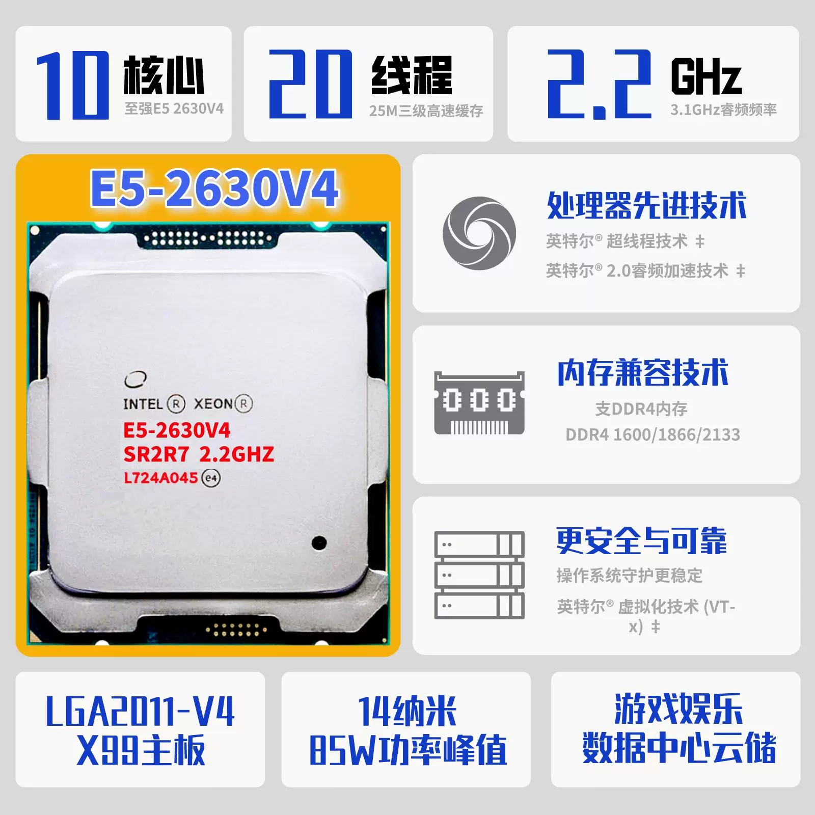Процессор сервера Intel E5 2011-V3 слот высокопроизводительный CPU оптовый DDR4 процессор