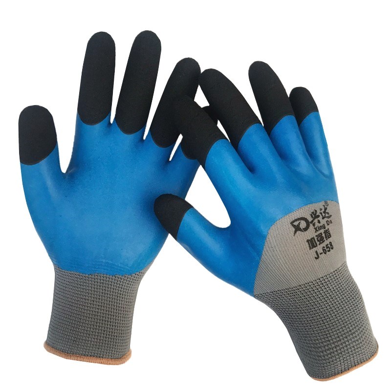 Xingda Sparkling King Latex Wrinkled Anti-Slip Working Gloves Labor-Baking rubber abrasion-resistant and breathable reinforcing finger and semi-hanging rubber