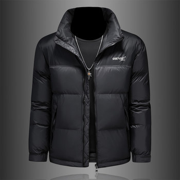 2024 new winter men's down jacket, winter down jacket, stand collar, warm, simple, slim, thickened outer jacket, trendy