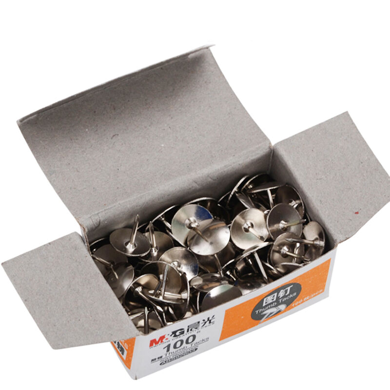 Morning light stationery metal rust-proof pushpin 100 silver round head nail press nail wall nail Office supplies ABS92603